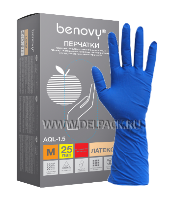Перчатки латексные повышенной прочности BENOVY (уп. 25 пар) L