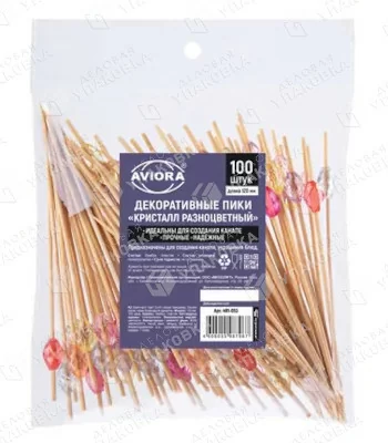 Пики - бамбук 12 см Кристалл разноцветный AVIORA 491-053 (уп. 100 шт)