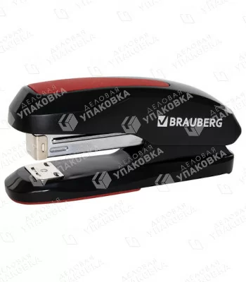 Степлер №24/6 26/6 до 30л. черный - красный / BRAUBERG 229085