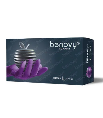 Перчатки нитриловые Сиреневые L / BENOVY / (уп. 100 шт/50 пар) [1/10]