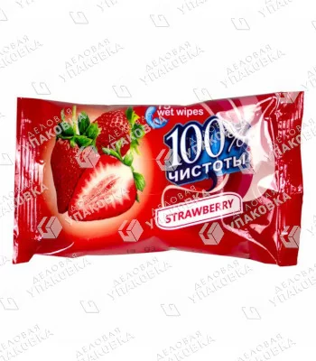 Салфетки влажные 100% Чистоты Клубника (уп. 15шт) [1/140]