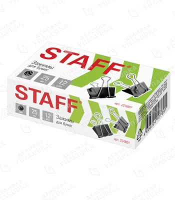 Зажимы для бумаг "ЕVERYDAY" 25мм Черные / STAFF 224607 (уп. 12 шт) [1/12]