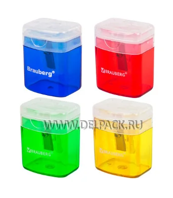Точилка "OfficeBox" пластиковая с контейнером BRAUBERG 222494