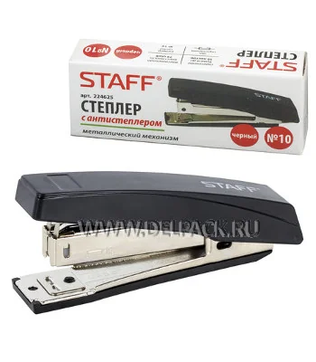 Степлер №10 до 10л. черный / STAFF 224625