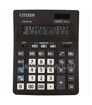 Калькулятор 14 разрядов SITIZEN CDB1401BK 250435