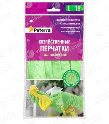 Перчатки резиновые EXTRA KOMФОРТ с алоэ L PATERRA 402-417