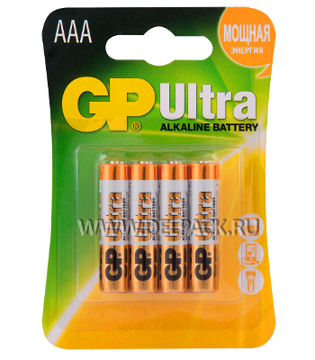Батарейки GP ULTRA LR3 (AAA) алкалин (блистер 4 шт) *
