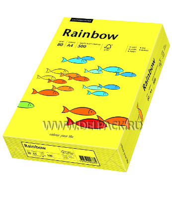 Бумага офисная цветная RAINBOW А4 80г/м2 500л. Желтый интенсив